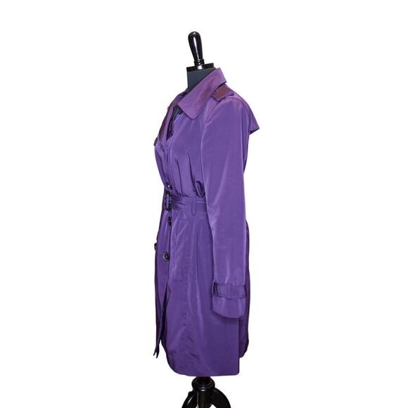 Calvin Klein Plum Purple Trench Coat Belted Removable Lining Size M - Picture 2 of 5